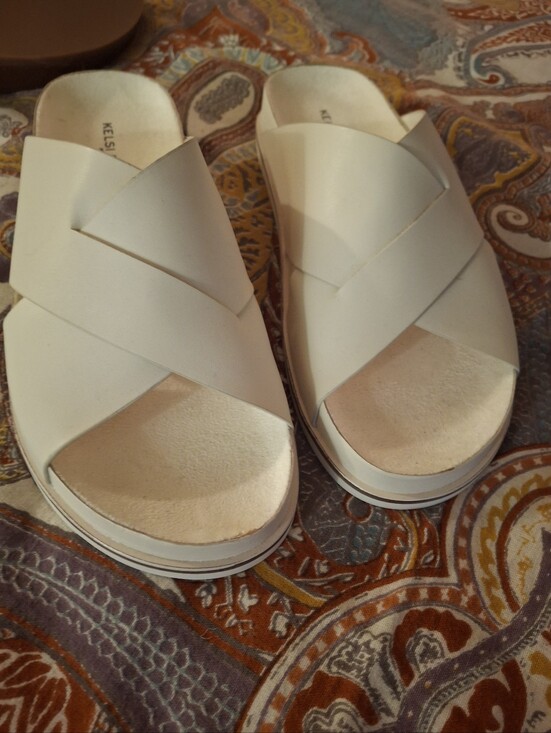 kelsie Dagger Shoes - Kelsi Dagger White Crisscross Platform Slide Sandals. White